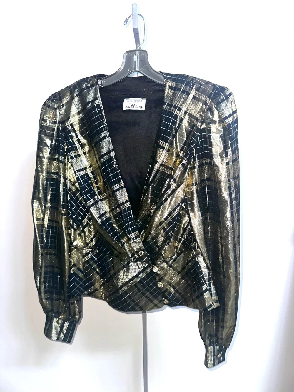 Vintage Metallic peplum Jacket in Black & Gold